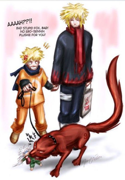 Naruto, yondaime et kyubi